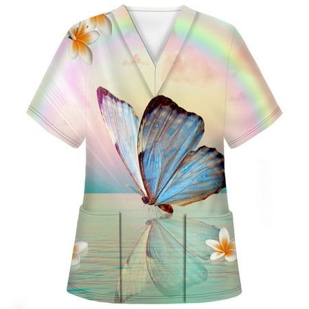 Yyeselk Scrubs Tops for Women Plus Size Short Sleeves Fancy Butterfly Printed Working Uniform V-Neck Breathable Nursing Uniform with Pockets Green M
Yyeselk Scrubs Tops for Women Plus Size Short Sleeves Fancy Butterfly Printed Working Uniform V-Neck Breathable Nursing Uniform with Pockets Green M