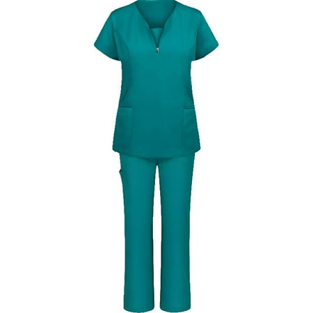Funicet Scrubs Top + Pants Women s Plus Size Working Uniform Sets With Pockets Solid Color V-neck Zipper Short Sleeve Tee and Long Pants Two-Piece Sets Uniform
Funicet Scrubs Top + Pants Women s Plus Size Working Uniform Sets With Pockets Solid Color V-neck Zipper Short Sleeve Tee and Long Pants Two-Piece Sets Uniform