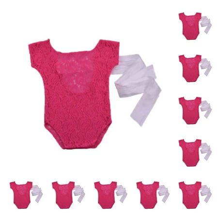 10pcs Newborn Photography Props Baby Lace Romper Studio Photography Accessories Back Tie Girls Outfit