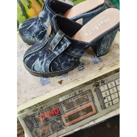 Aayomet Womens Sandals Fashion Lazy Baotou Denim Wash High-Heel Fashion Water Sandals Women s sandals Blue 8.5
Aayomet Womens Sandals Fashion Lazy Baotou Denim Wash High-Heel Fashion Water Sandals Women s sandals Blue 8.5