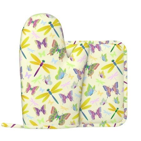 Brightly Colored Dragonfly Butterfly Oven Mitts and Pot Holders Sets with 1 Non-Slip Left Silicone Oven Mitts and 1 Heatproof Insulated Hot Pads for Kitchen Use in Cooking Baking Grilling
Brightly Colored Dragonfly Butterfly Oven Mitts and Pot Holders Sets with 1 Non-Slip Left Silicone Oven Mitts and 1 Heatproof Insulated Hot Pads for Kitchen Use in Cooking Baking Grilling