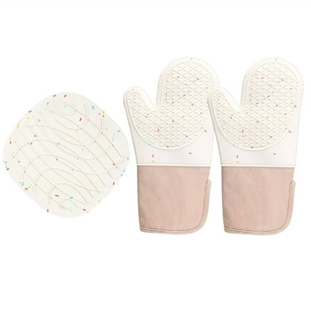 PEONAVET Silicone Plus Cotton Gloves Insulated Pot Pad Set Twill Color Dot Microwave Oven Gloves Bake Baking Gloves
PEONAVET Silicone Plus Cotton Gloves Insulated Pot Pad Set Twill Color Dot Microwave Oven Gloves Bake Baking Gloves