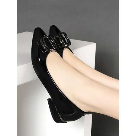 Metal Decor Point Toe Flats Women‘s Footwear