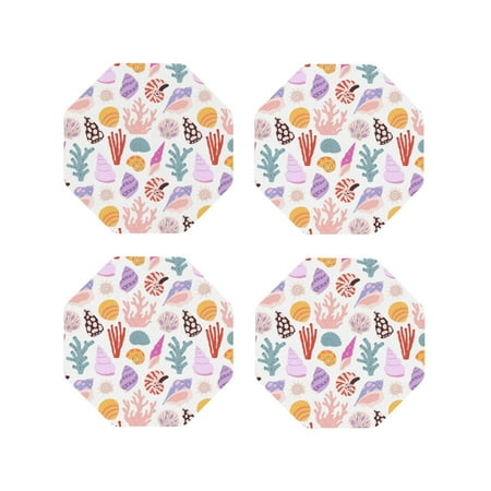 Coasters Set of 4 - Cartoon Coral Shell Conch Drink Coasters for Tabletop Protection Leather Coasters for Living Room Decor and Housewarming Gift Octagon
Coasters Set of 4 - Cartoon Coral Shell Conch Drink Coasters for Tabletop Protection Leather Coasters for Living Room Decor and Housewarming Gift Octagon