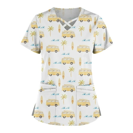 QAZXD Plus Size Cute Printed Scrub Working Uniform Tops for Women Cross V Neck Short Sleeve Fun T Shirtss Workwear Tee with Pockets Brown
QAZXD Plus Size Cute Printed Scrub Working Uniform Tops for Women Cross V Neck Short Sleeve Fun T Shirtss Workwear Tee with Pockets Brown