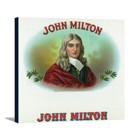 John Milton Brand Cigar Box Label (16x15.5 Gallery Wrapped Stretched Canvas)