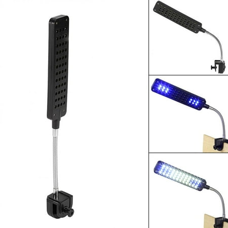 Ymiko LED Fish Tank Clip Light With 48 LED Adjustable Blue&White Light Lamp Flexible Arm Clip For Aquarium Fish Tank Plant Grow