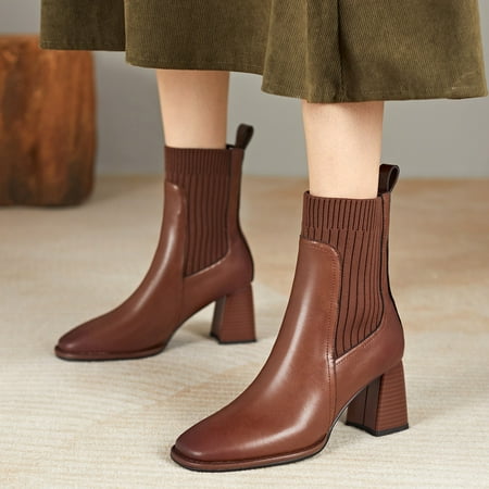 ZMHEGW Boots For Women Autumn And Winter Ankle Thick Heel Middle Heel Solid Color Elastic Mouth Slip On Comtable Style Boots Shoes
ZMHEGW Boots For Women Autumn And Winter Ankle Thick Heel Middle Heel Solid Color Elastic Mouth Slip On Comtable Style Boots Shoes