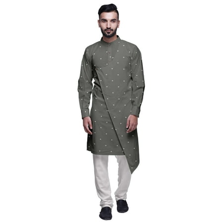 Atasi Designer Kurta Pajama For Men Printed Angrakha Kurta Set Summer Clothing