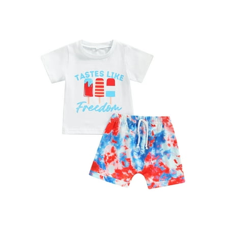 Frobukio Independence Day Infant Baby Boys Girls Outfits Lettering Short Sleeve T-shirt Tie Dye Drawstring Shorts Red Blue 18-24 Months
Frobukio Independence Day Infant Baby Boys Girls Outfits Lettering Short Sleeve T-shirt Tie Dye Drawstring Shorts Red Blue 18-24 Months