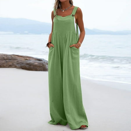 Women s One Piece Button Up Jumpsuit Casual Loose Sleeveless Rompers With Pockets Green L
Women s One Piece Button Up Jumpsuit Casual Loose Sleeveless Rompers With Pockets Green L