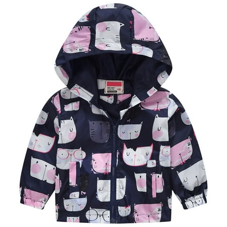 1-6T Kids Girls Waterproof Windbreaker Printed Hooded Jackets Lined Rain Jackets - Black Cat
1-6T Kids Girls Waterproof Windbreaker Printed Hooded Jackets Lined Rain Jackets - Black Cat