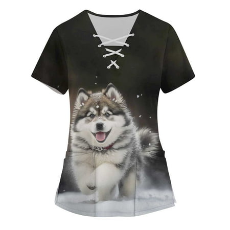 QAZXD Women s Comfortable Easy Fit Lightweight Durable Soft Stretch Cute Dog Printed V-Neck Medical Scrub Tops
QAZXD Women s Comfortable Easy Fit Lightweight Durable Soft Stretch Cute Dog Printed V-Neck Medical Scrub Tops