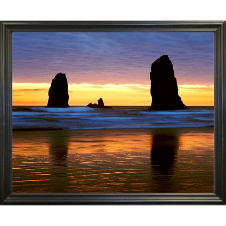 Canyon Beach Sunset, Cannon Beach, Oregon 02 - Color-MONNAG121308 Print 16"x20" by Monte Nagler in a Black Grande