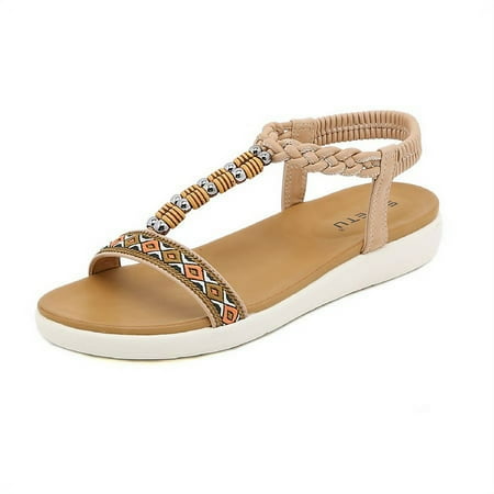 Summer Casual Boho Flats Sandals for Women Comfortable Beach Braided Strap Beaded Shoes
Summer Casual Boho Flats Sandals for Women Comfortable Beach Braided Strap Beaded Shoes