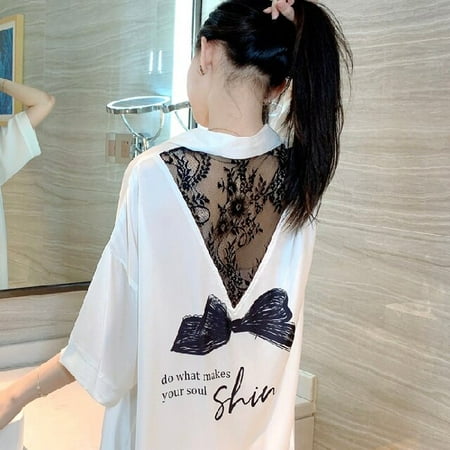 PIKADINGNIS Summer Satin Silk Women Sleepwear Shirt White Lace NightGown Short Sexy Sleepshirt Loose Ladies Nightgown Shirt Girl Nightdress
PIKADINGNIS Summer Satin Silk Women Sleepwear Shirt White Lace NightGown Short Sexy Sleepshirt Loose Ladies Nightgown Shirt Girl Nightdress