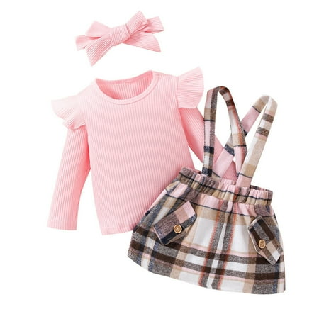 Baby Girls Floral Autumn Long Sleeve Ribbed Tops Plaid Suspender Dress Headbands Outfits Clothes For 12-18 Months
Baby Girls Floral Autumn Long Sleeve Ribbed Tops Plaid Suspender Dress Headbands Outfits Clothes For 12-18 Months