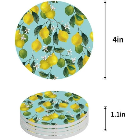 FMSHPON Lemon Set of 8 Round Coaster for Drinks Absorbent Ceramic Stone Coasters Cup Mat with Cork Base for Home Kitchen Room Coffee Table Bar Decor
FMSHPON Lemon Set of 8 Round Coaster for Drinks Absorbent Ceramic Stone Coasters Cup Mat with Cork Base for Home Kitchen Room Coffee Table Bar Decor