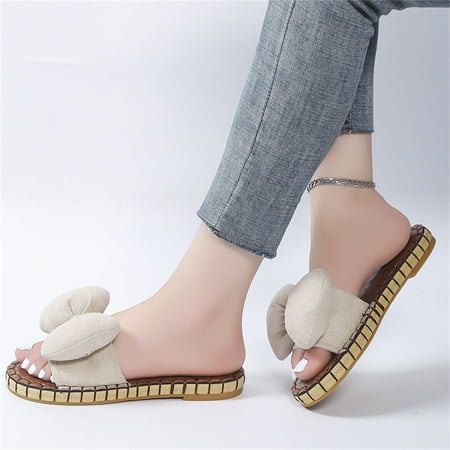 Cathalem Ladies Fashion Solid Color Suede Bow Decorative Open Toe Flat Casual Slippers Sandal Slippers for Women Fuzzy Beige 8.5
Cathalem Ladies Fashion Solid Color Suede Bow Decorative Open Toe Flat Casual Slippers Sandal Slippers for Women Fuzzy Beige 8.5