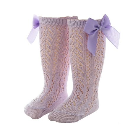 

Baby Infants Toddlers Girls Knee High Socks 1 Pack Bow Long Stockings Ruffled Socks School Leggings Vertical Striped Socks Kids