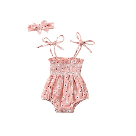 Calsunbaby Baby Girls Romper Headband Set Flower Printed Tie Up Shoulder Sleeveless Elastic Chest Bodysuit Sunsuit 12-18 Months
Calsunbaby Baby Girls Romper Headband Set Flower Printed Tie Up Shoulder Sleeveless Elastic Chest Bodysuit Sunsuit 12-18 Months