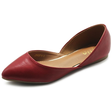 Ollio Women s Shoes Faux Leather Slip On Comfort Light Pointed Toe Ballet Flats F113