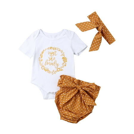 ZIYIXIN 3Pcs Infant Baby Girls Summer Clothes Tops Romper Jumpsuit+Polka Dot Shorts Outfits White 12-18 Months
