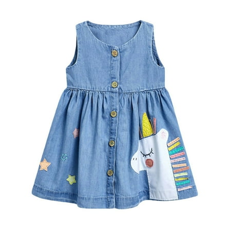 WIBACKER Kids Girls Summer Unicorn Sleeveless Dress Button Denim Toddler Casual Dresses
WIBACKER Kids Girls Summer Unicorn Sleeveless Dress Button Denim Toddler Casual Dresses