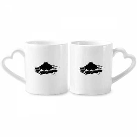 

Lotus Temple Art Deco Fashion Couple Porcelain Mug Set Cerac Lover Cup Heart Handle