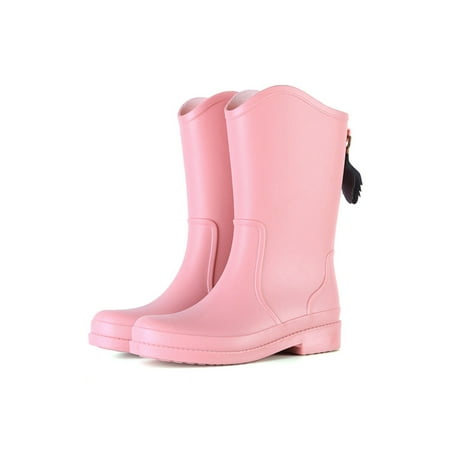 Woobling Womens Water-Resistant Tall Rain Boot Low Heel Garden Shoes Casual Pointy Toe High Calf Boots Mid Tube Pink 5
Woobling Womens Water-Resistant Tall Rain Boot Low Heel Garden Shoes Casual Pointy Toe High Calf Boots Mid Tube Pink 5