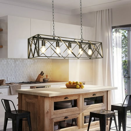 Depuley 5 Lights Industrial Kitchen Island Pendant Light with Metal Frame Farmhouse Black Chandelier Lamp E26
Depuley 5 Lights Industrial Kitchen Island Pendant Light with Metal Frame Farmhouse Black Chandelier Lamp E26