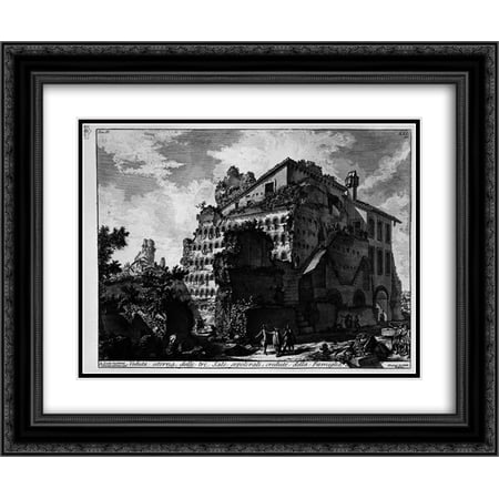 Giovanni Battista Piranesi 2x Matted 24x20 Black Ornate Framed Art Print 'The Roman antiquities, t. 2, Plate XLI. External view of the three rooms before burial.'