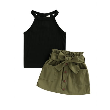 Chollius 2 Pcs Kids Girls Summer Fashion Outfits Ribbed Off-Shoulder Tank Tops + Ruffle Skirt with Pockets
Chollius 2 Pcs Kids Girls Summer Fashion Outfits Ribbed Off-Shoulder Tank Tops + Ruffle Skirt with Pockets