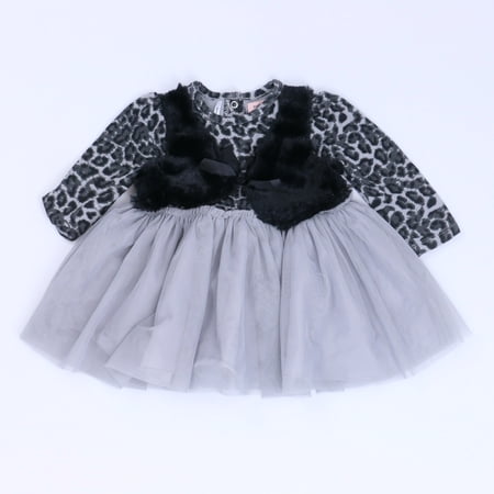 Pre-owned Nanette Lepore Girls Gray | Black Dress size: 12 Months