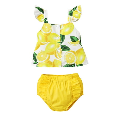 OLLUISNEO Infant Baby Girls Summer Shorts Outfits Lemon Print Square Neckline Flying Sleeve Top Elastic Shorts 2 PCS Set 6-9 Months Yellow
OLLUISNEO Infant Baby Girls Summer Shorts Outfits Lemon Print Square Neckline Flying Sleeve Top Elastic Shorts 2 PCS Set 6-9 Months Yellow