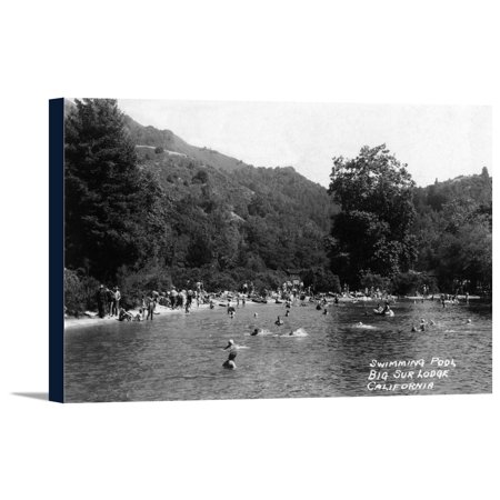 Big Sur, California - Big Sur Lodge and Swimming Pool Photograph (18x11.25 Gallery Wrapped Stretched Canvas)