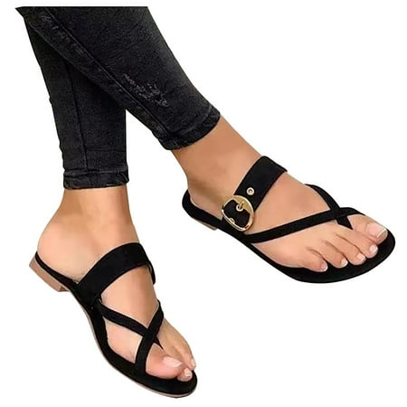 Zanvin Womens Sandals Clearance Women Shoes Cross Toe Thread Metal Belt Buckle Flat Female Roman Sandals Slipper Black 37
Zanvin Womens Sandals Clearance Women Shoes Cross Toe Thread Metal Belt Buckle Flat Female Roman Sandals Slipper Black 37
