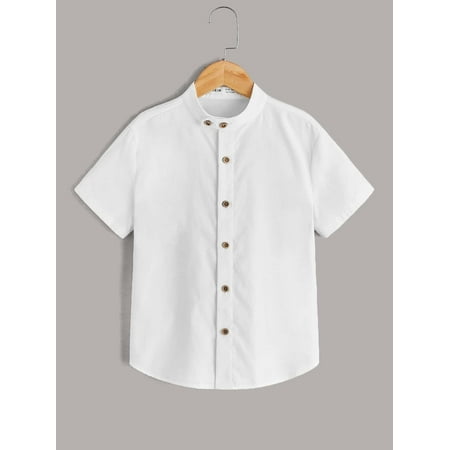 Short Sleeve Boys Button Front Shirt S221904X White 8Y(50IN)