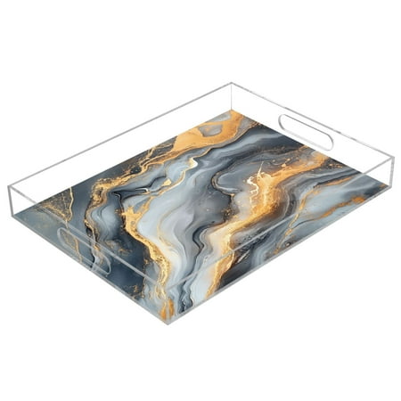 WOBOGO Gray Gilt Pattern Acrylic Serving Trays 15.7x11.8 Inch Spill Proof Clear Decorative Organizer with Handle
WOBOGO Gray Gilt Pattern Acrylic Serving Trays 15.7x11.8 Inch Spill Proof Clear Decorative Organizer with Handle