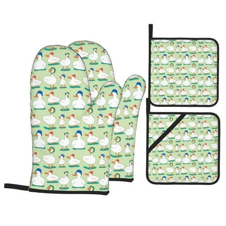 Oven Mitts and Pot Holders 4 Piece Duck High Heat Slip Resistant Oven Mitt and Trivets Set Kitchen Oven Glove Pot Holders for Cooking Baking Grilling
Oven Mitts and Pot Holders 4 Piece Duck High Heat Slip Resistant Oven Mitt and Trivets Set Kitchen Oven Glove Pot Holders for Cooking Baking Grilling
