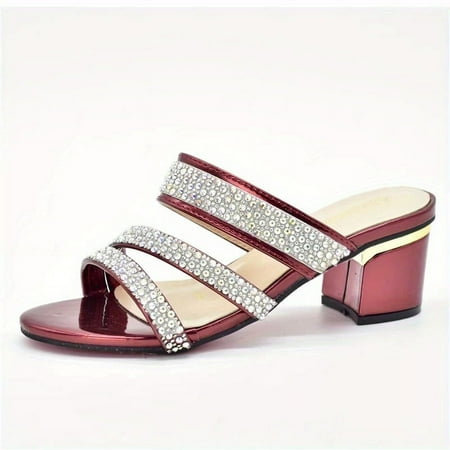 Women s Solid Color Glitter Sandals Slip On Rhinestone Decor Dress Chunky Heels Casual Party Slides
Women s Solid Color Glitter Sandals Slip On Rhinestone Decor Dress Chunky Heels Casual Party Slides