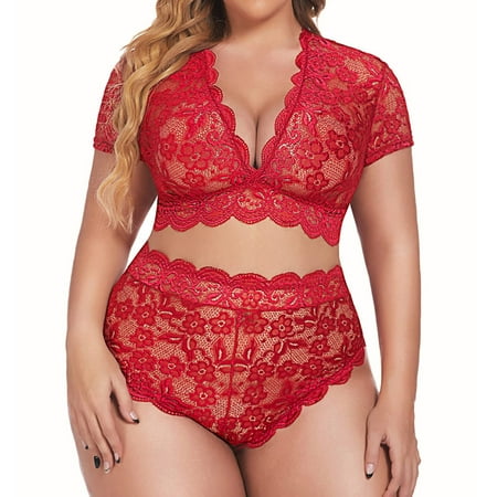 Plus Size Lingerie V Neck High Waist Floral Lace Bra And Panty 2 Piece Set No Underwire Lace up Corset Lingerie Set for Women
Plus Size Lingerie V Neck High Waist Floral Lace Bra And Panty 2 Piece Set No Underwire Lace up Corset Lingerie Set for Women