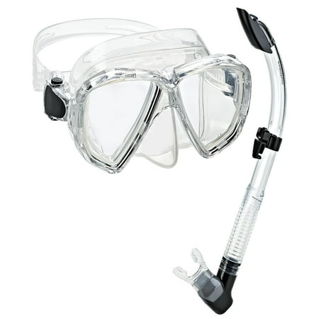 Phantom Aquatics Velocity Scuba Snorkeling Mask Snorkel Set, Clear