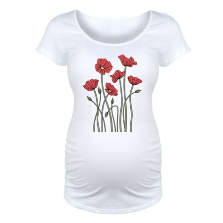 Bloom Maternity - Abstract Poppies - Maternity Scoop Neck T-Shirt