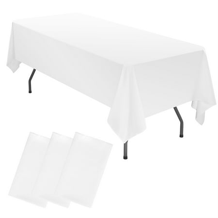 Pesonlook 3 Pack Polyester Tablecloth for 6 Foot Rectangle Tables 60 x102 inch White Polyester Table clothes Table Covers Washable White Table Cloth for Wedding Party Banquet Restaurant Buffet Table