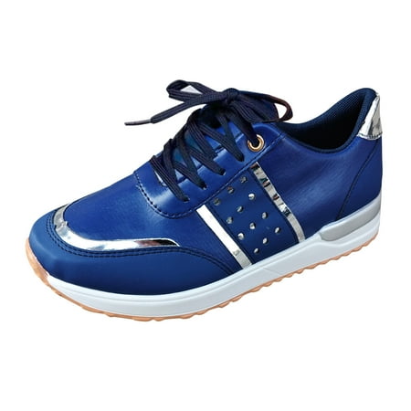 Cathalem Ladies Fashion Color Blocking Leather Round Head Lace Up Flat Casual Sports Shoes Blue 38
Cathalem Ladies Fashion Color Blocking Leather Round Head Lace Up Flat Casual Sports Shoes Blue 38