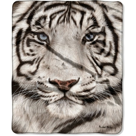 The Northwest Company American Heritage Royal Plush 50" x 60" Wilderness Tiger Raschel Throw Blanket, 1 Each