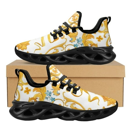 Gold Baroque Lady Platform Sneaker Breathable Mesh Knit Shoes for Women Floral Print Lace-up Walk Footwear Zapatos
Gold Baroque Lady Platform Sneaker Breathable Mesh Knit Shoes for Women Floral Print Lace-up Walk Footwear Zapatos