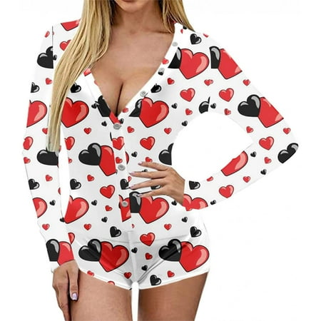 Valentines Pajamas for Women Sexy Trendy Color Heart Print Long Sleeve Loungewear V Neck Button Hollow Sleepwear Pjs
Valentines Pajamas for Women Sexy Trendy Color Heart Print Long Sleeve Loungewear V Neck Button Hollow Sleepwear Pjs