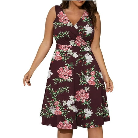 SIMQOing Women s Plus Size Dresses Sleeveless Sexy V Neck Waist Tank Dress Loose Beach Floral Print Sundress
SIMQOing Women s Plus Size Dresses Sleeveless Sexy V Neck Waist Tank Dress Loose Beach Floral Print Sundress